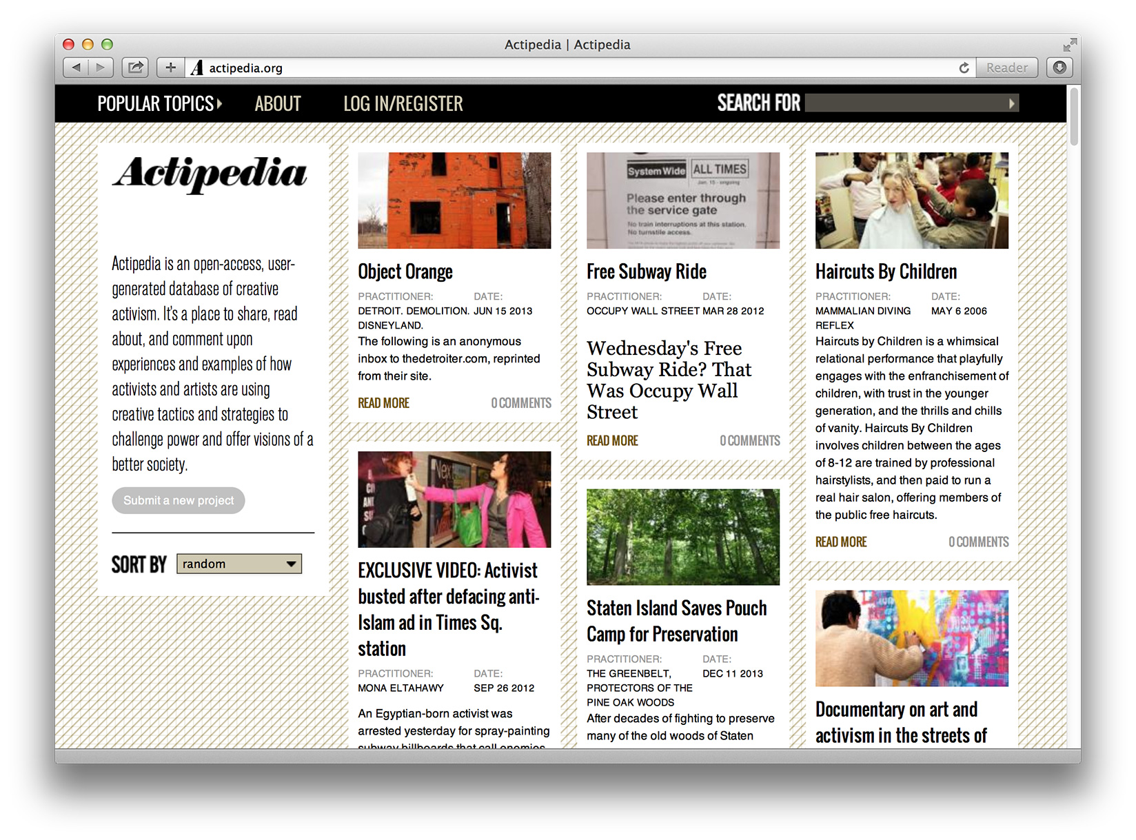 Actipedia homepage