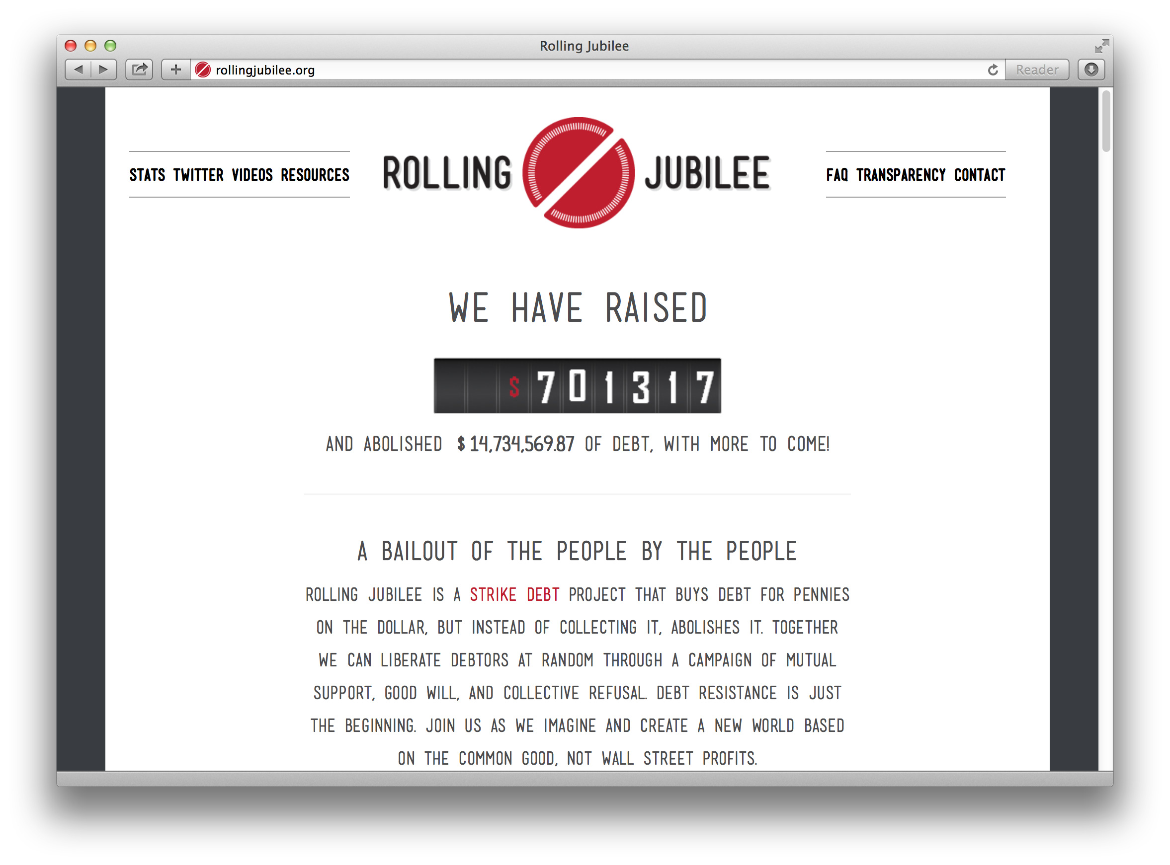 Rolling Jubilee website
